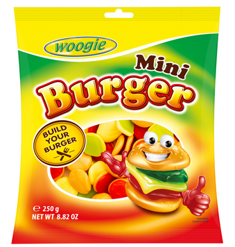 Цукерки Woogie 250г Міні Бургер -Mini Burger (ящ/16шт) 00-00006075 фото