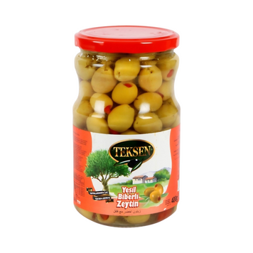 Оливки TEKSEN фаршировані 400г з Перцевою начинкю (скло) (8699250032934) ЦБ-00001832 фото