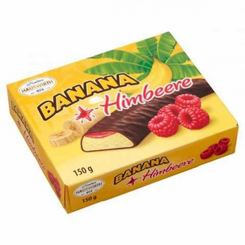 Суфле Schoko Bananen+ Himbeere 150г Банан+МАЛИНА (Hauswirth) (ящ/24шт) 00-00007409 фото