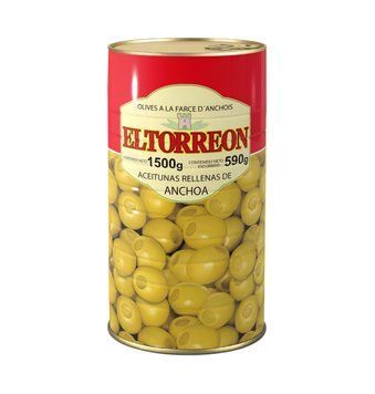 Оливки Eltorreon 1,460кг з Анчоусом (ж\б) (8410344505901) (ящ/6шт) ЦБ-00000729 фото