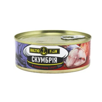 Скумбрія Baltic Fich 240г в томатному соусі ж/б (4750897001616) (уп/48шт) ЦБ-00001820 фото