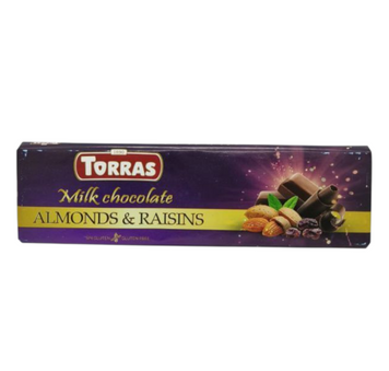 Шоколад Torras 300г мол. Мигдаль+Родзинки \371 (ящ/15шт) 00-00002982 фото