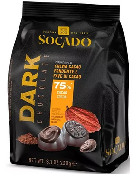 Цукерки Socado 230г Dark 75% Cacao+Fave (уп/12шт) ЦБ-00001586 фото