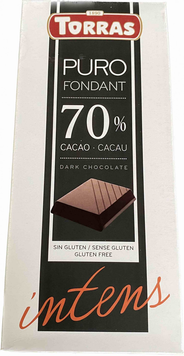 Шоколад Torras 200г чор. Puro Fondant 70% Intens (уп/18шт) 00-00003275 фото