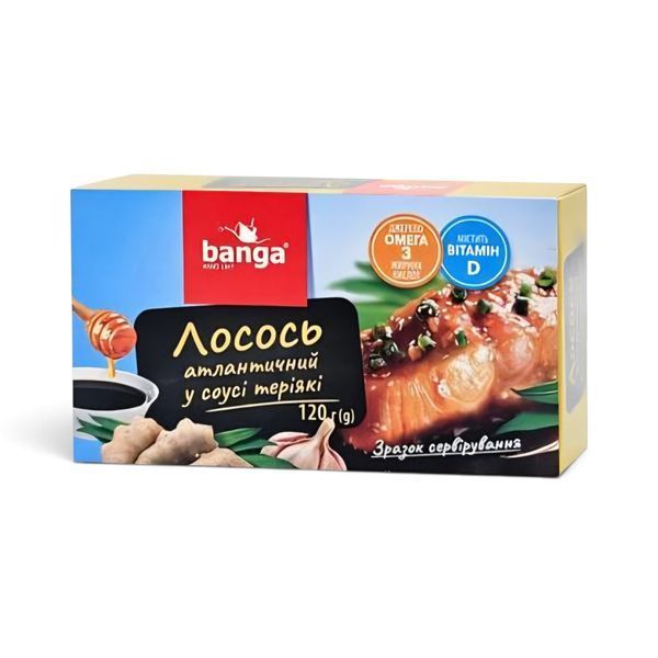 Філе Лосося Banga 120г у соусі теріякі ж\б (4751017404270) (ящ/11шт) 00-00009383 фото