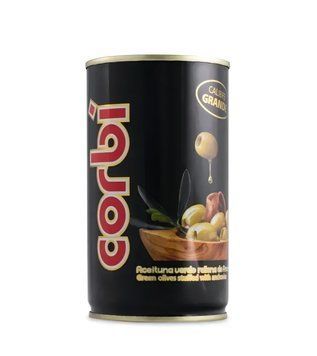 Оливки Corbi 1,480кг ж\б фаршировані пастою з анчоуса (8413236559761) 00-00008527 фото