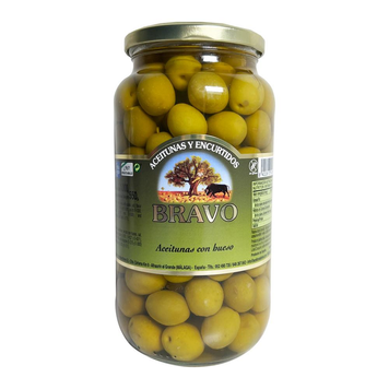 Оливки Bravo 1кг Aceitunas -con Hueso з\к (скло) (8422813000893) (уп/6шт) ЦБ-00001544 фото