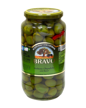 Оливки Bravo 1кг Aceitunas Chupadedos con hueso (Пальчики) з\к (скло) (8422813110592) 00-00000333 фото