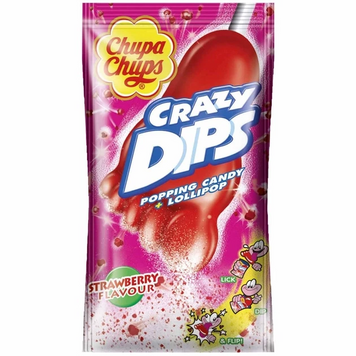 Льодяники Chupa Chups 14г (Ступня) -ПОЛУНИЦЯ -Crazy Dips Strawberry (уп/24шт) ЦБ-00000559 фото