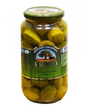 Оливки Bravo 1кг ГІГАНТИ б\к Aceitunas Gordales -sin hueso (скло) (84228131100295) ЦБ-00001715 фото