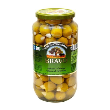 Оливки Bravo 1кг з Мигдалем (скло) (8422813110400) 00-00000271 фото